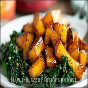 Maple-Glazed Parsnips on Kale