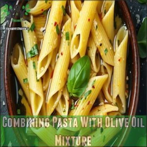 Combining Pasta With Olive Oil Mixture