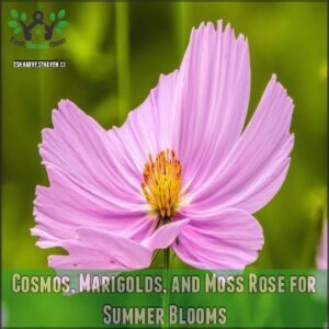 Cosmos, Marigolds, and Moss Rose for Summer Blooms