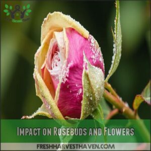 Impact on Rosebuds and Flowers