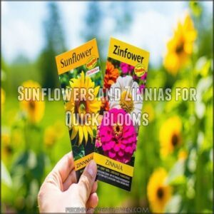 Sunflowers and Zinnias for Quick Blooms