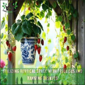 Utilizing Vertical Space With Trellises and Hanging Baskets