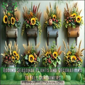 Adding Seasonal Plants and Decorations to Fall Containers