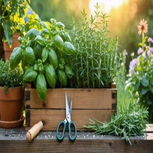 harvesting fresh herbs daily