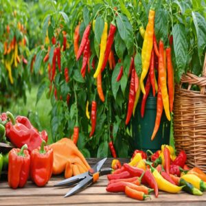 harvesting peppers for storage