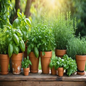 herb gardening in pots