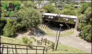 there is a view of a stage from the top of a hill