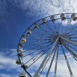A large, colorful carousel with a blue sky in the background.
