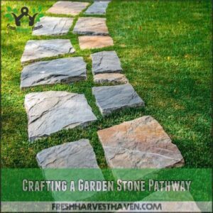 crafting a garden stone pathway