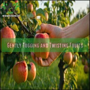 Gently Tugging and Twisting Fruits