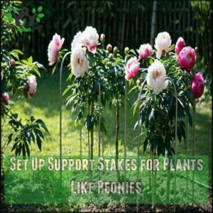 Set Up Support Stakes for Plants Like Peonies