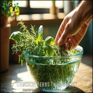 Washing Herbs Thoroughly