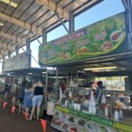 A group of people are gathered around a food stand, ordering and enjoying the food.