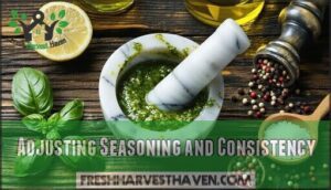 adjusting seasoning and consistency