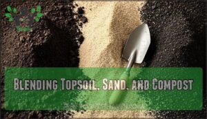 blending topsoil, sand, and compost