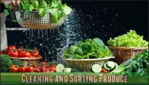 cleaning and sorting produce