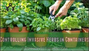 controlling invasive herbs in containers