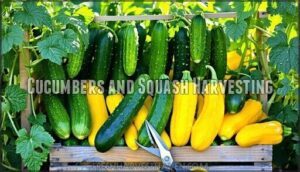 cucumbers and squash harvesting