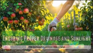 ensuring proper drainage and sunlight
