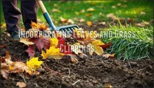 incorporating leaves and grass clippings