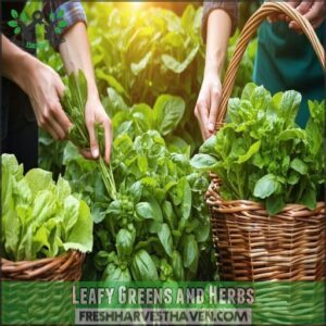 leafy greens and herbs