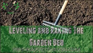 leveling and raking the garden bed