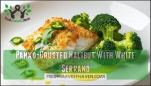 panko-crusted halibut with white serrano