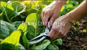 picking leafy greens