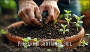 preparing container soil