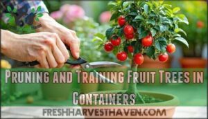 pruning and training fruit trees in containers