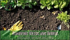 removing weeds and debris