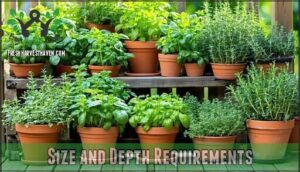 size and depth requirements