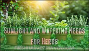 sunlight and watering needs for herbs