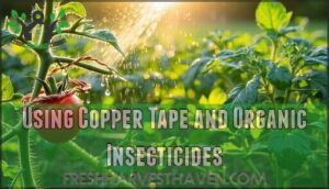 using copper tape and organic insecticides