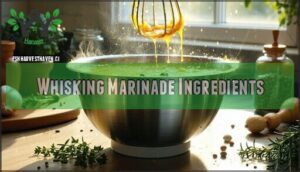 whisking marinade ingredients