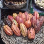 A basket of chocolate candy is displayed on a table.
