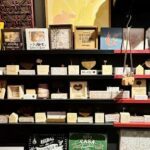 A display of cards and signs in a store.