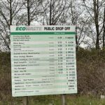 A sign advertising a public drop off for construction waste.