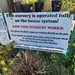 A sign is posted in front of a nursery, offering a discount on plants.