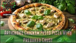 artichoke chicken pesto pizza with prebaked crust