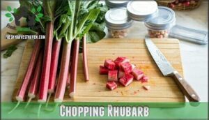chopping rhubarb