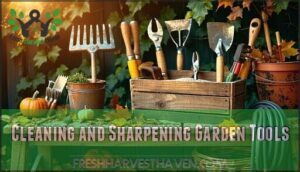 cleaning and sharpening garden tools
