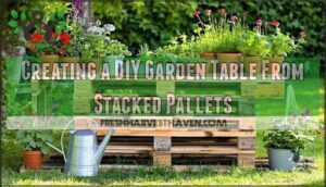 creating a diy garden table from stacked pallets