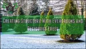 creating structure with evergreens and deciduous trees