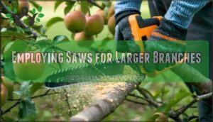 employing saws for larger branches