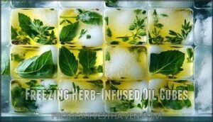 freezing herb-infused oil cubes