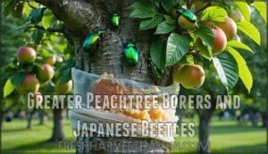greater peachtree borers and japanese beetles