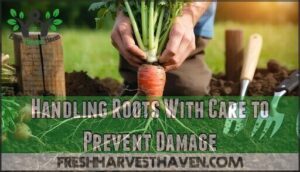 handling roots with care to prevent damage