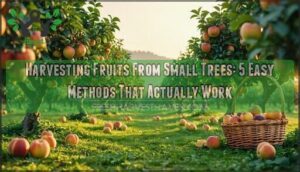 harvesting fruits from small trees
