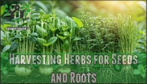 harvesting herbs for seeds and roots